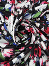 Black/Rose Red/White/Multi Cotton/Lycra Floral Print Stretch Sateen Bottom Weight - Famous Dress Designer - 56W