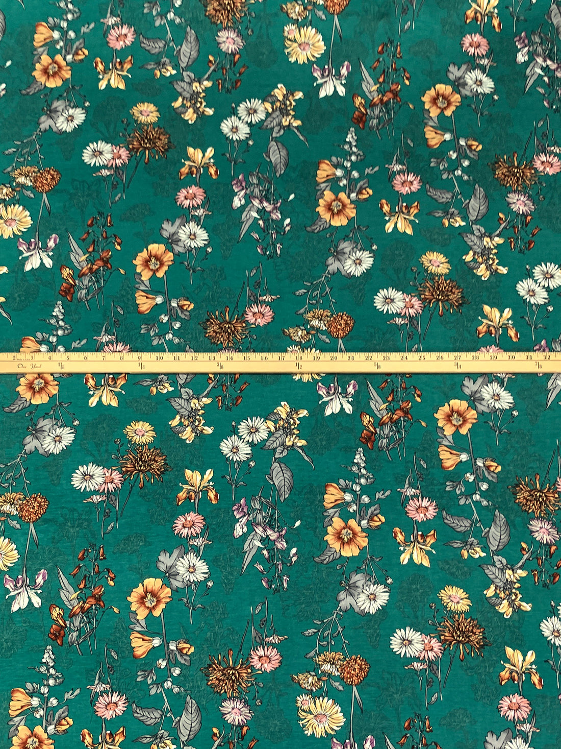 Pine Green/Topaz/Mahogany Fire/Multi Rayon/Lycra Floral Print Jersey Knit 61W