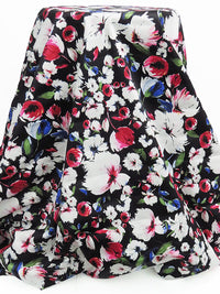 Black/Rose Red/White/Multi Cotton/Lycra Floral Print Stretch Sateen Bottom Weight - Famous Dress Designer - 56W