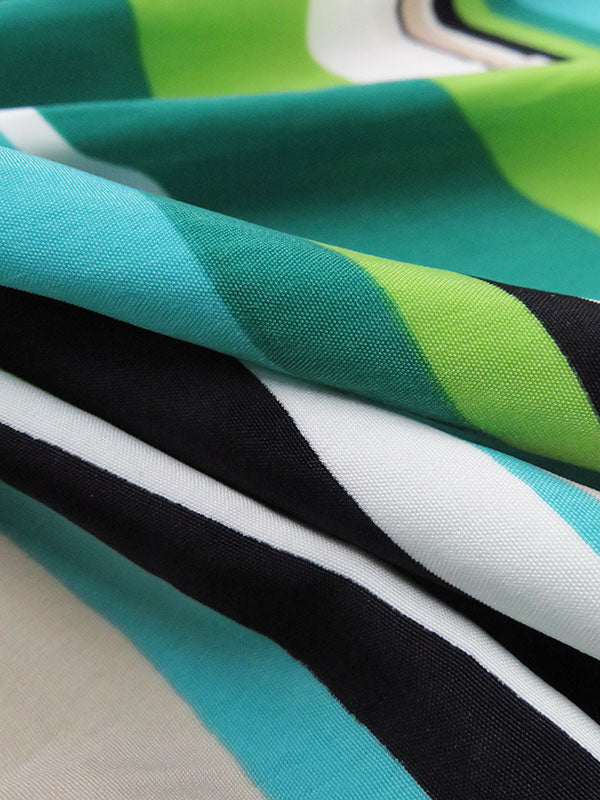 Green Multicolor Striped high quality Chiffon Poly Print Fabric