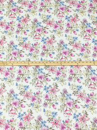 Eggshell/Wild Orchid/Vista Blue/Multi Rayon/Lycra Floral Print Jersey Knit 60W