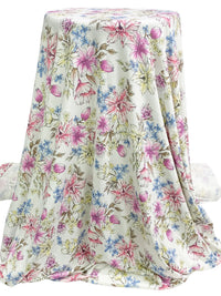 Eggshell/Wild Orchid/Vista Blue/Multi Rayon/Lycra Floral Print Jersey Knit 60W