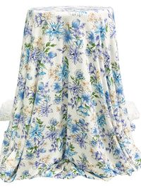 Eggshell/Azure/Royal Green Rayon/Lycra Floral Print Jersey Knit 60W