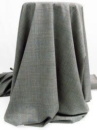 Black/White/Dark Cornflower Wool/Polyester/Lycra Glen Plaid Stretch Suiting - NY Designer - 60W