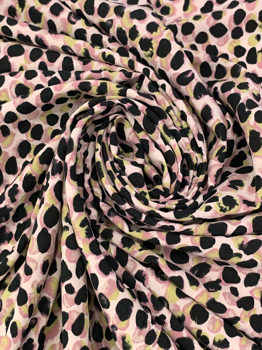 Misty Moss/Black/Muted Taffy Pink/Multi Polyester/Lycra Animal Print Peachskin Blouse Weight Woven 60W