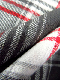 Shadow Gray/Verizon Red/White 100% Cotton Yarn-Dyed Plaid Flannel - NY Designer - 58W