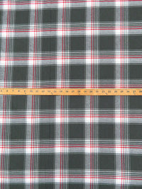 Shadow Gray/Verizon Red/White 100% Cotton Yarn-Dyed Plaid Flannel - NY Designer - 58W