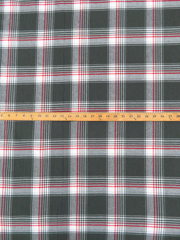 Shadow Gray/Verizon Red/White 100% Cotton Yarn-Dyed Plaid Flannel - NY Designer - 58W