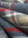 Iron Ore Gray/Crimson Red/ River Sand 100% Cotton Yarn-Dyed Plaid Flannel - NY Designer - 56W