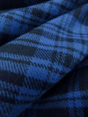 Dark Cornflower/Black  100% Cotton Yarn-Dyed Plaid Flannel - NY Designer - 54W