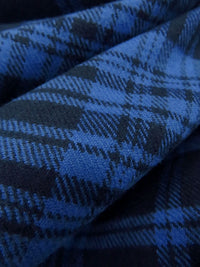 Dark Cornflower/Black  100% Cotton Yarn-Dyed Plaid Flannel - NY Designer - 54W