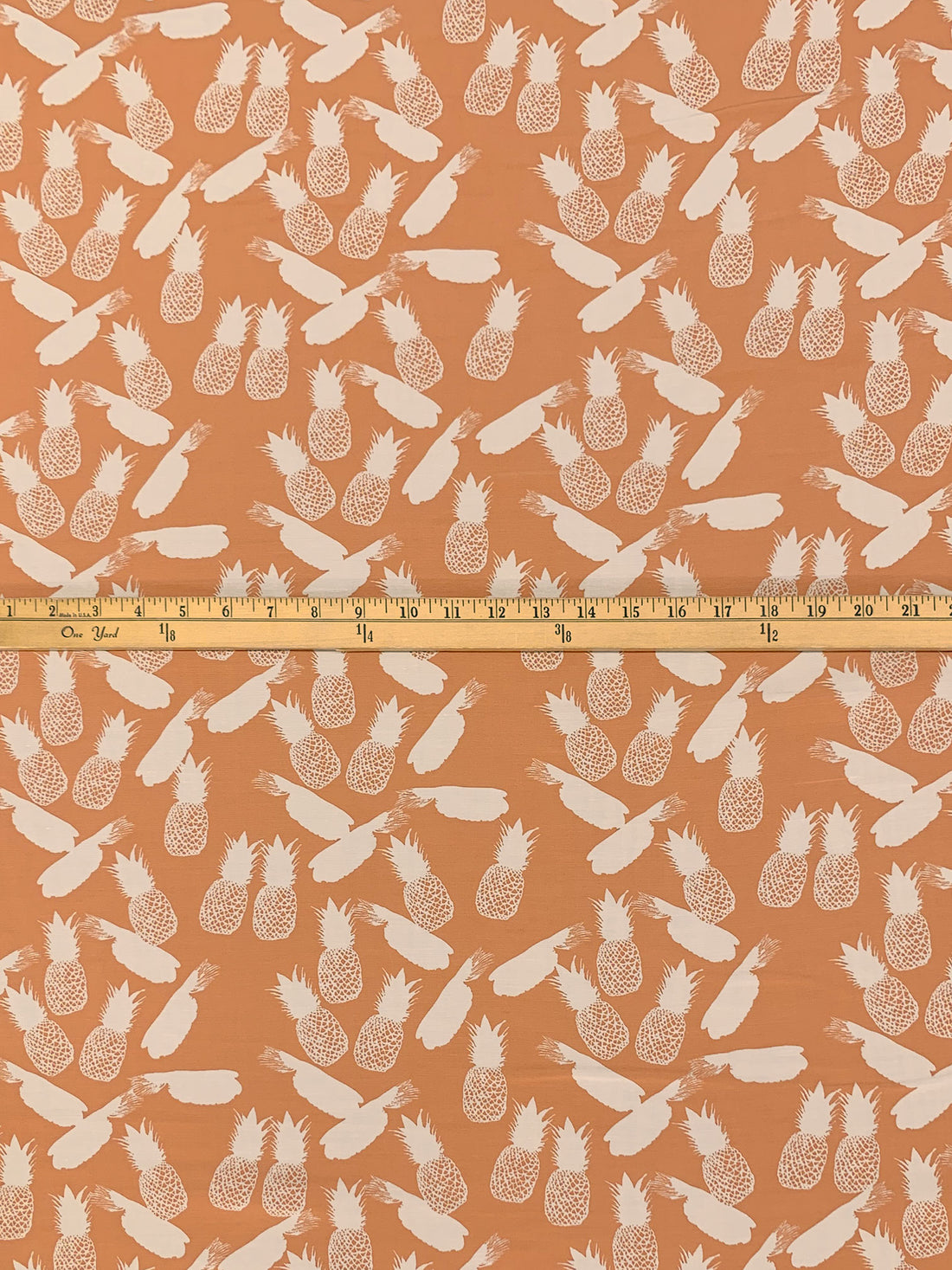 Coral Cove/Muted Cream 100% Rayon Abstract Pineapple Crepe de Chine 57W