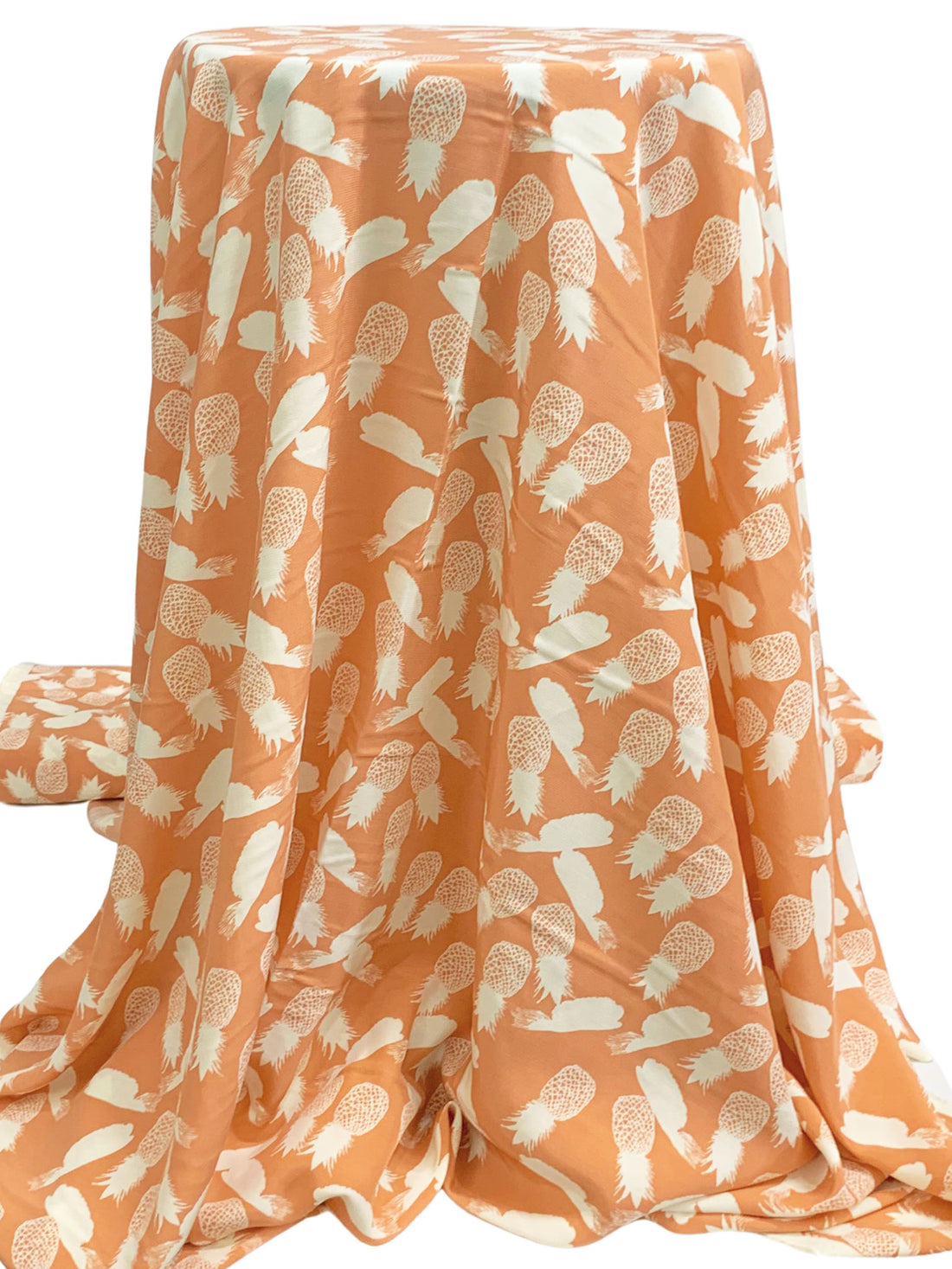 Coral Cove/Muted Cream 100% Rayon Abstract Pineapple Crepe de Chine 57W