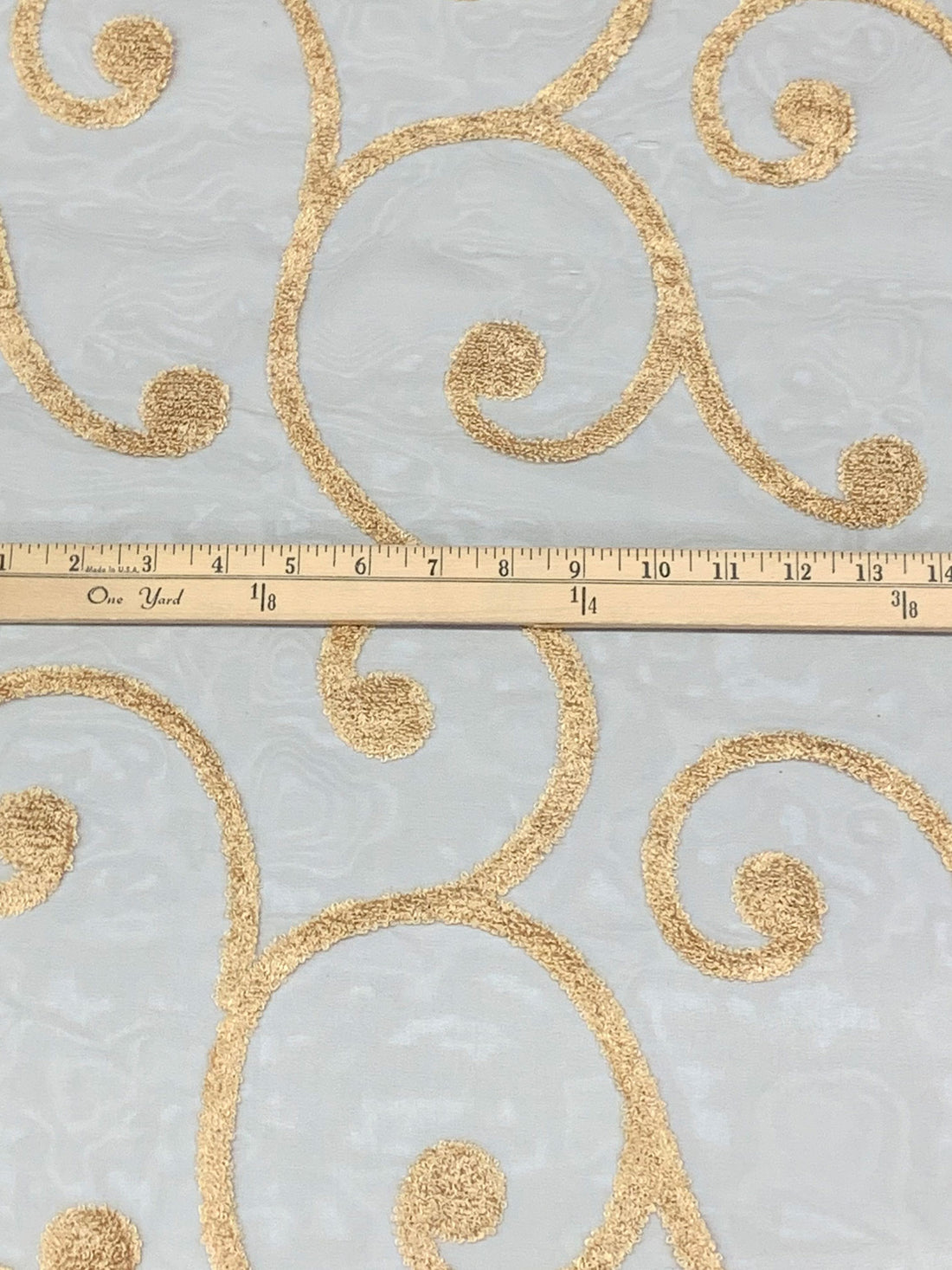 Aged Bronze Brown/Wheat 100% Nylon Embroidered Scrolls Organza 56W