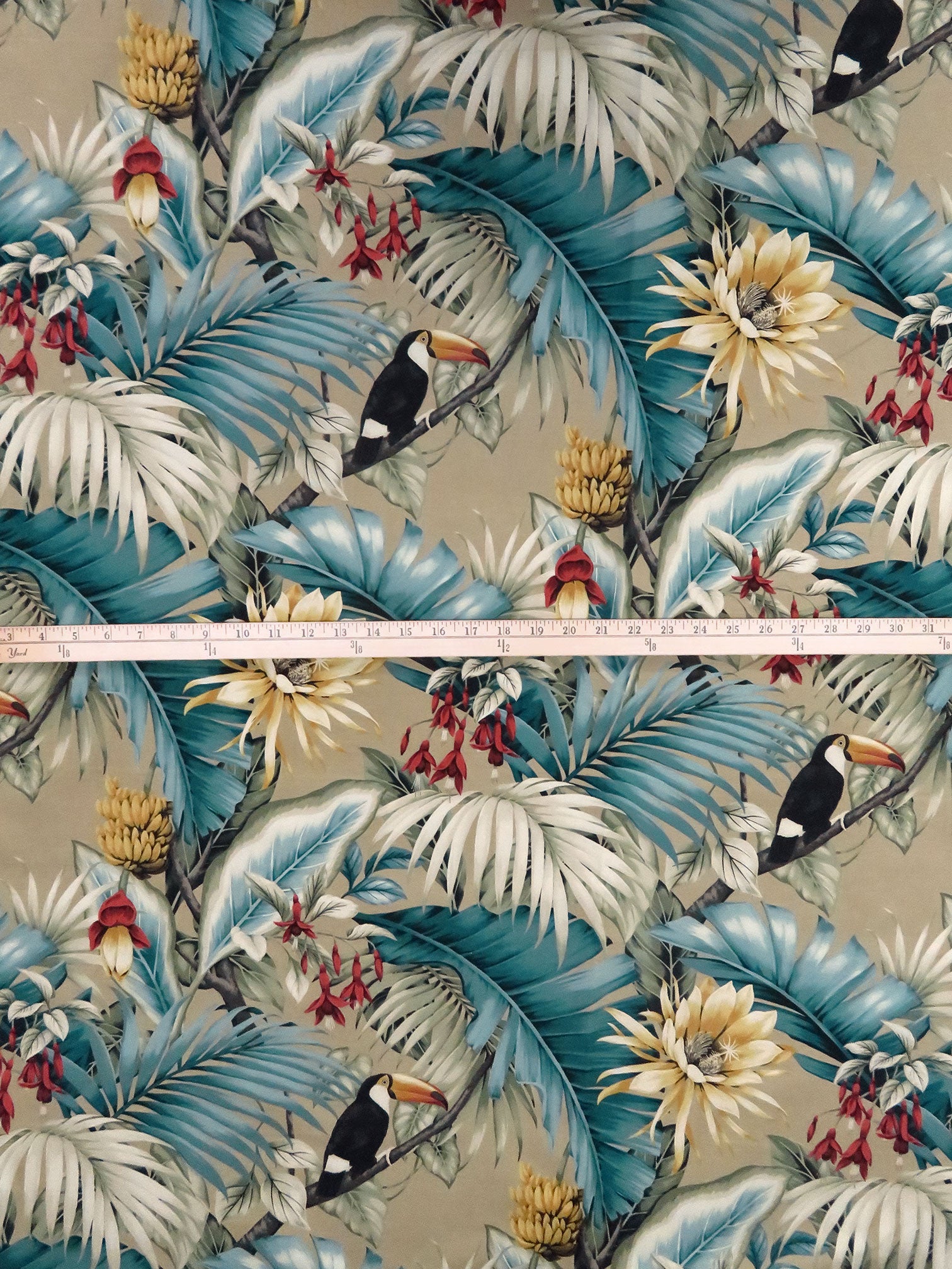 Sand/Dark Teal/Muted Dark Goldenrod/Multi 100% Cotton Tropical