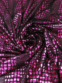 Black/Hot Fandango Pink Polyester/Spandex Alligator-Look Foil Print Activewear Knit - Elite Sportswear - 56W