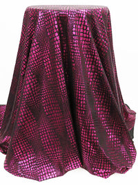 Black/Hot Fandango Pink Polyester/Spandex Alligator-Look Foil Print Activewear Knit - Elite Sportswear - 56W