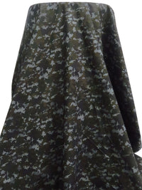 Dark Charcoal Blue/Rikan Brown/Pewter Gray/Multi 100% Cotton Double-Faced Camouflage Floral Print Poplin - Imported From Japan By NY Designer - 45W