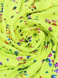 Neon Acid Yellow/Multi Polyester/Spandex Butterfly Foil Print Activewear Knit - Elite Sportswear - 58W