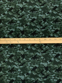 Hunter Green/Ardosia Slate/Black/Multi 100% Cotton Double-Faced Camouflage Floral Print Poplin - Imported From Japan By NY Designer - 45W