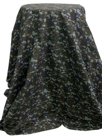 Deep Olive Drab/Nickel/Black/Multi 100% Cotton Double-Faced Camouflage Floral Print Poplin - Imported From Japan By NY Designer - 45W