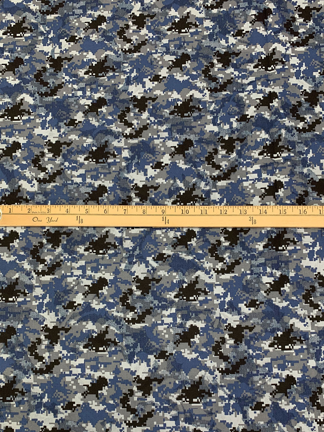 Medium Persian Blue/Dim Gray/Black/Multi 100% Cotton Double-Faced Camouflage Floral Print Poplin - Imported From Japan By NY Designer - 45W