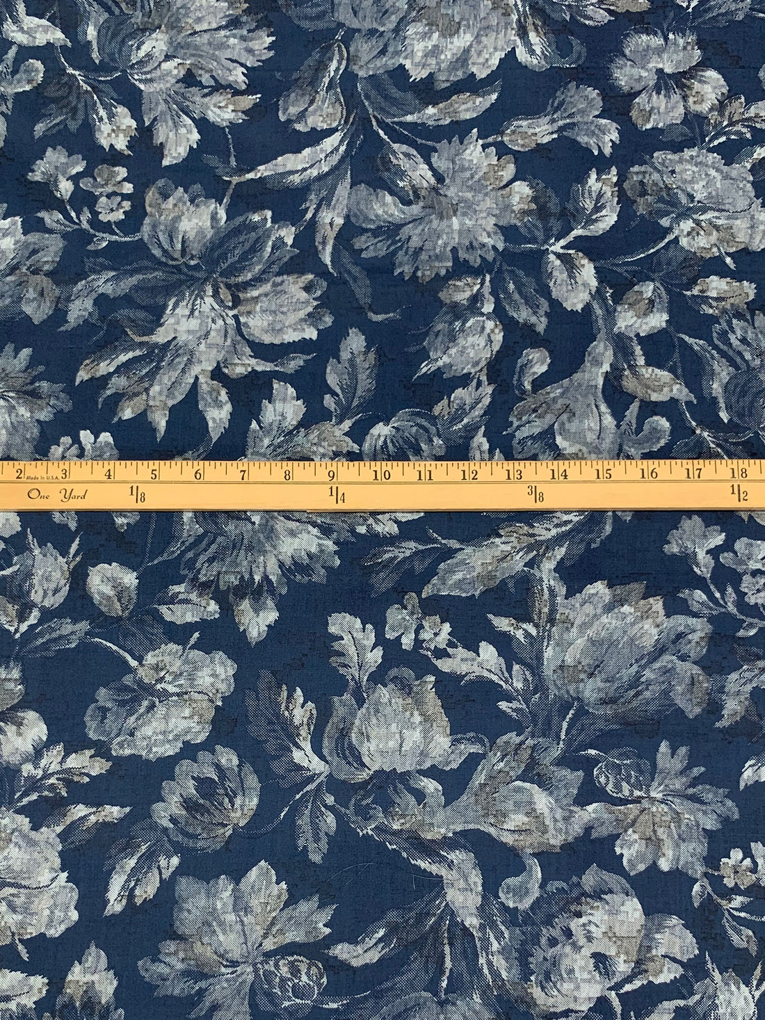 Medium Persian Blue/Dim Gray/Black/Multi 100% Cotton Double-Faced Camouflage Floral Print Poplin - Imported From Japan By NY Designer - 45W