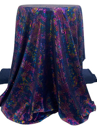 Dark Lapis Blue/Multi Polyester/Spandex HAPPYFUNTIMEYEAH!! Foil Print Activewear Knit - Elite Sportswear - 58W