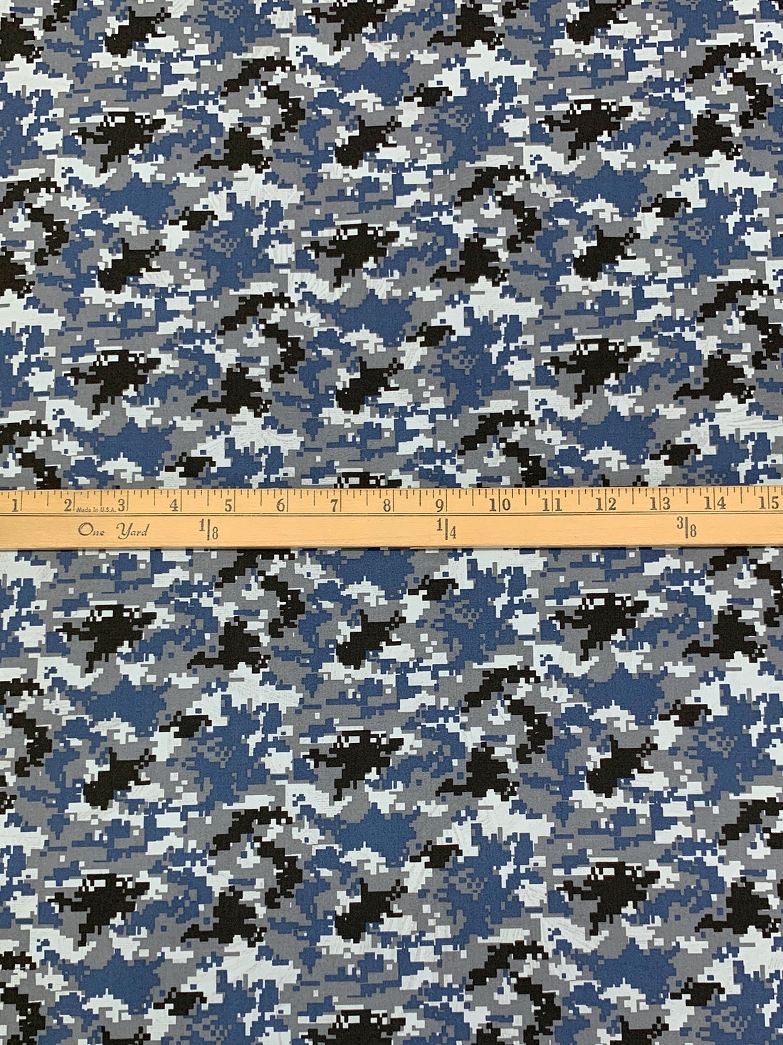 Independence Blue/Dark Silver/Black/Multi 100% Cotton Double-Faced Camouflage Floral Print Poplin - Imported From Japan By NY Designer - 45W