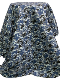 Independence Blue/Dark Silver/Black/Multi 100% Cotton Double-Faced Camouflage Floral Print Poplin - Imported From Japan By NY Designer - 45W