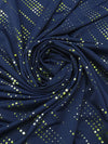 Space Blue/Lime/Silver Polyester/Spandex Novelty Dashed Diagonal Foil Print Activewear Knit - Elite Sportswear - 56W