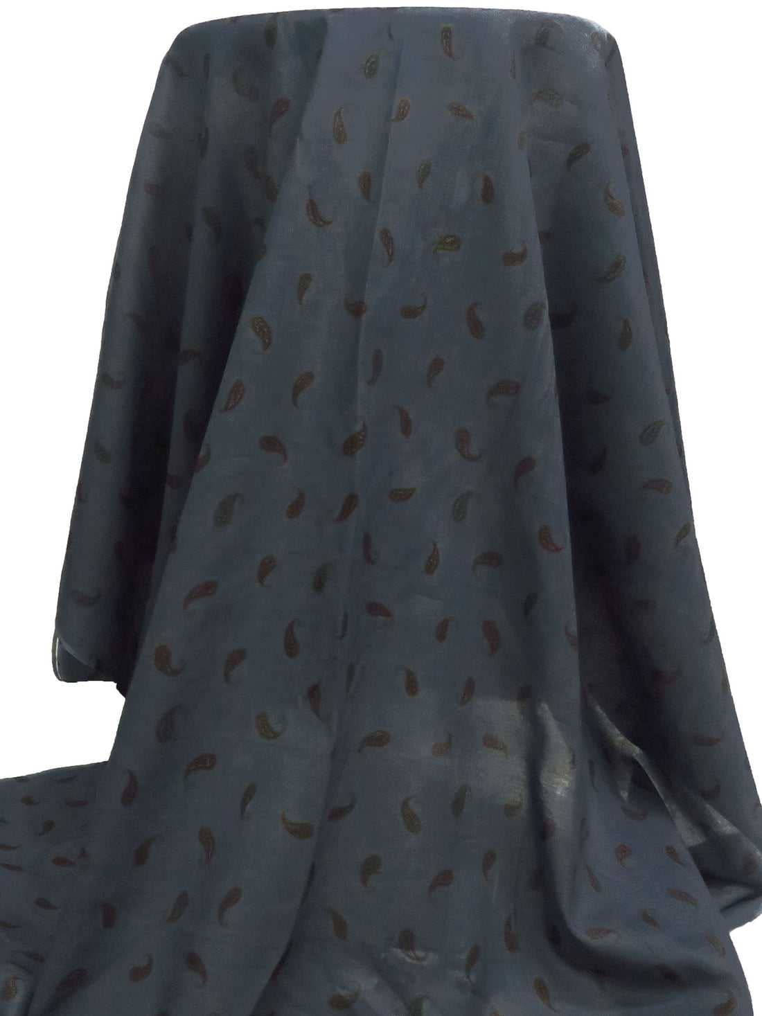 Muted Dark Denim/Dark Burgundy/Muted Dark Olive/Multi 100% Cotton Paisley Print Voile - Imported From Japan By NY Designer - 42W