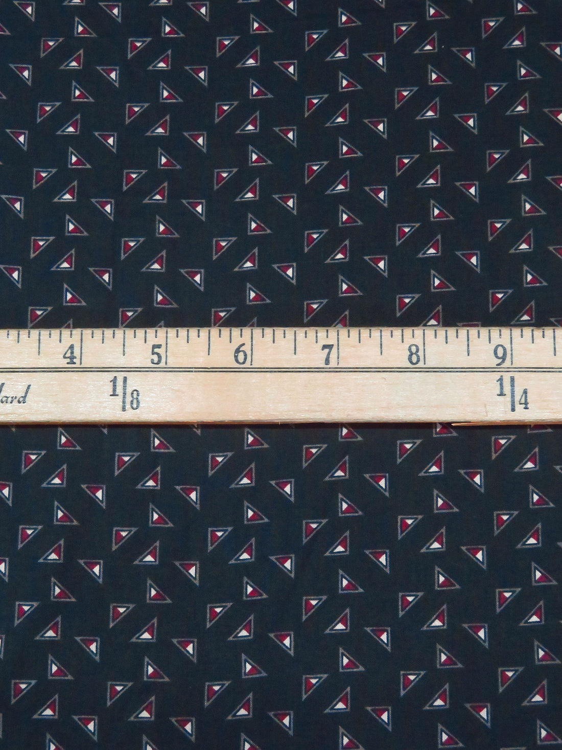 Muted Midnight Navy/Light Gray/Dark Burgundy/Multi Cotton/Rayon Triangles Print Voile - Imported From Japan By NY Designer - 51W