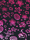 Black/Fruit Punch Pink Polyester/Spandex Floral Butterfly Print Activewear Knit - Elite Sportswear - 56W