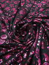 Black/Fruit Punch Pink Polyester/Spandex Floral Butterfly Print Activewear Knit - Elite Sportswear - 56W