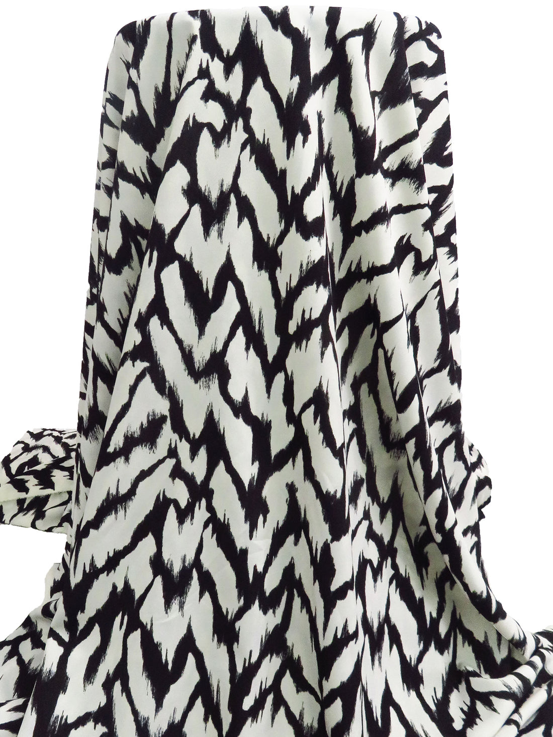 Off-White/Black 100% Polyester Abstract Print Crepe de Chine - NY Designer - 57W