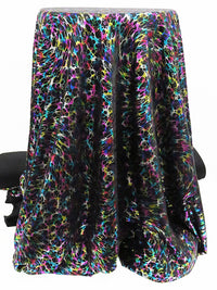 Black/Silver/Multi Polyester/Spandex Abstract Swirls Foil Print Activewear Knit - Elite Sportswear - 56W