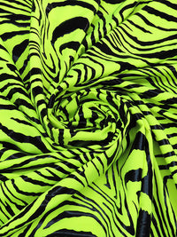 Neon Bitter Lemon/Black Polyester/Spandex Animal Foil Print Activewear Knit - Elite Sportswear - 58W