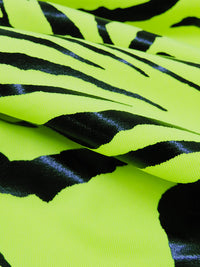 Neon Bitter Lemon/Black Polyester/Spandex Animal Foil Print Activewear Knit - Elite Sportswear - 58W