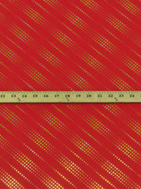 Fire Red/Brass/Silver Polyester/Spandex Novelty Dashed Diagonal Foil Print Activewear Knit - Elite Sportswear - 56W