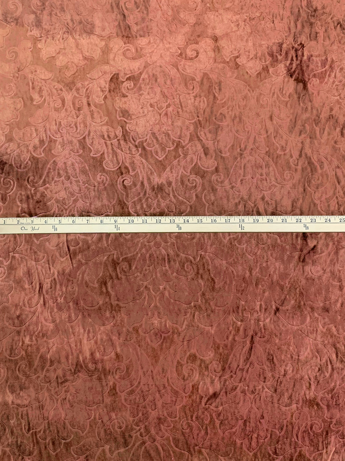 Copper Red Polyester/Rayon Embossed Damask Velvet 55W