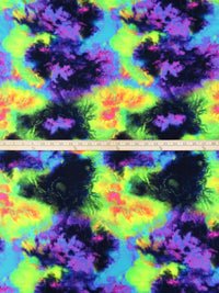 Dark Purple/Lime/Neon Orange/Multi Polyester/Lycra Grunge Print Double Brushed Knit 61W