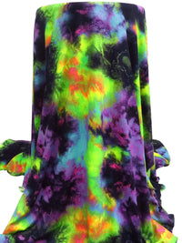 Dark Purple/Lime/Neon Orange/Multi Polyester/Lycra Grunge Print Double Brushed Knit 61W