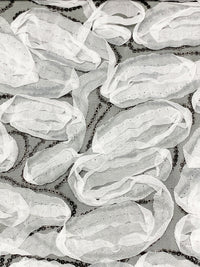 White/Black 100% Nylon Embellished Rosettes With Sequins Netting 52W