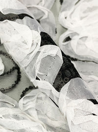 White/Black 100% Nylon Embellished Rosettes With Sequins Netting 52W
