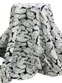 White/Black 100% Nylon Embellished Rosettes With Sequins Netting 52W