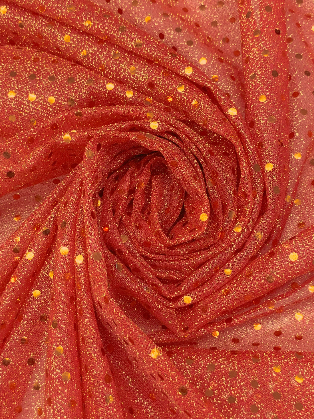 Crimson Red/Gold 100% Nylon Fused Dot Netting 36W