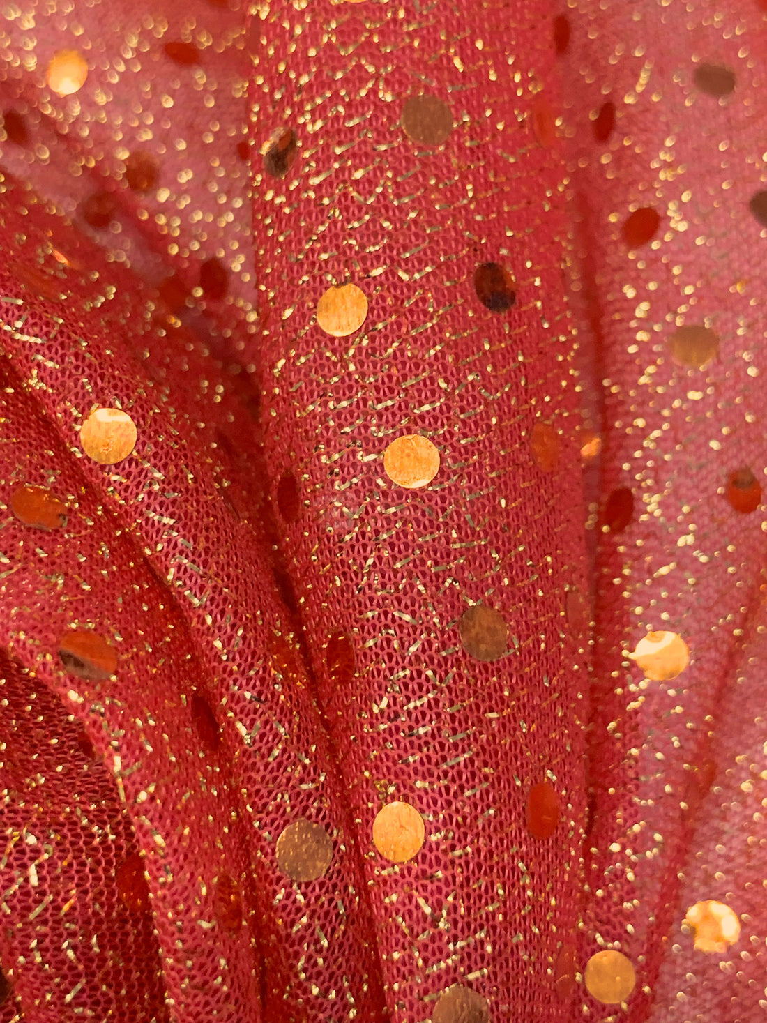 Crimson Red/Gold 100% Nylon Fused Dot Netting 36W