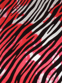 Black/Fire Engine Red/Silver Polyester/Spandex Abstract Tie-Dye Look Animal Foil Print Activewear Knit - Elite Sportswear - 58W