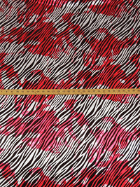 Black/Fire Engine Red/Silver Polyester/Spandex Abstract Tie-Dye Look Animal Foil Print Activewear Knit - Elite Sportswear - 58W